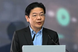 Phó Thủ tướng kiêm Bộ trưởng Tài chính Singapore Lawrence Wong phát biểu tại một sự kiện ở thủ đô Singapore ngày 12/9/2023. (Ảnh: AFP/TTXVN)