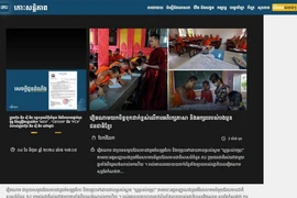 Trang chủ của nhật báo Koh Santepheap Daily (Đảo Hòa bình) đăng tải bài viết với tiêu đề “Việt Nam quan tâm bảo tồn tiếng nói, chữ viết của đồng bào Khmer” ngày 4/6/2024. (Ảnh: TTXVN phát)