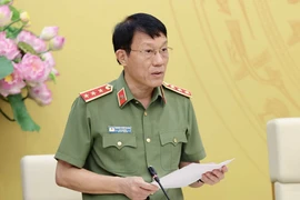 Thượng tướng Lương Tam Quang, Bộ trưởng Bộ Công an phát biểu khai mạc. (Ảnh: Nhan Sáng/TTXVN)
