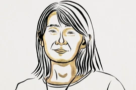 Tranh chân dung nhà văn Han Kang. (Nguồn: Nobel Prize Website)