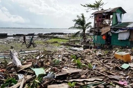 Cảnh tàn phá sau bão tại Philippines. (Ảnh: IRNA/TTXVN)