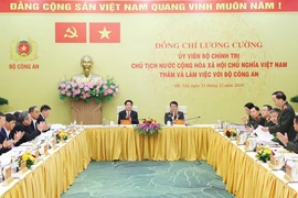 Chủ tịch nước Lương Cường làm việc với Bộ Công an. (Ảnh: Lâm Khánh/TTXVN)