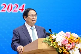 Thủ tướng Phạm Minh Chính phát biểu tại cuộc đối thoại với thanh niên năm 2024. (Ảnh: Dương Giang/TTXVN)