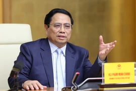 Thủ tướng Phạm Minh Chính phát biểu tại cuộc tiếp Đoàn đại biểu Ủy ban Kinh tế Nhật-Việt. (Ảnh: Dương Giang/TTXVN)