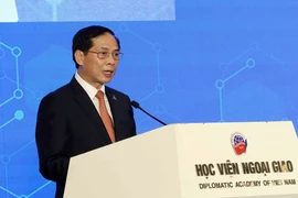 Bộ trưởng Ngoại giao Bùi Thanh Sơn phát biểu bế mạc Diễn đàn Tương lai ASEAN 2024. (Ảnh: An Đăng/TTXVN)