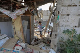 Ngôi nhà bị phá hủy do xung đột Hamas-Israel tại thành phố Rafah, Dải Gaza, ngày 1/5/2024. (Ảnh: THX/TTXVN)
