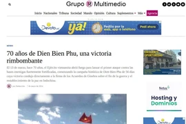 Truyền thông Uruguay đưa tin đậm nét về chiến thắng Điện Biên Phủ. (Ảnh chụp màn hình)