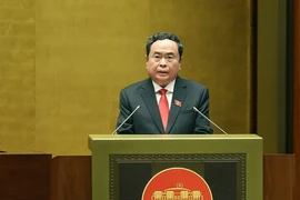Chủ tịch Quốc hội Trần Thanh Mẫn phát biểu nhậm chức. (Ảnh: TTXVN)