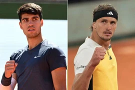 Carlos Alcaraz (trái) và Alexander Zverev sẽ quyết đấu tranh chức vô địch Roland Garros 2024. (Nguồn: EFE/AFP)
