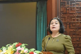 Phó Chủ tịch UBND tỉnh Đắk Lắk H’Yim Kđor phát biểu tại cuộc họp. (Ảnh: Nguyên Dung/TTXVN)