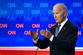 Tổng thống Joe Biden trong cuộc tranh luận trực tiếp đầu tiên giữa các ứng cử viên trong cuộc bầu cử Tổng thống năm 2024. (Ảnh: Getty Images/AL.com/TTXVN)