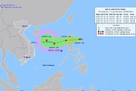 Hướng di chuyển của áp thấp nhiệt đới. (Ảnh: TTXVN phát)