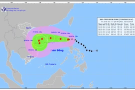 Hình ảnh về hướng di chuyển của cơn bão số 6. (Nguồn: Tổng cục Khí tượng Thủy văn)