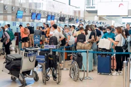 Hành khách làm thủ tục chuyến bay tại Cảng Hàng không Quốc tế Nội Bài. (Ảnh: PV/Vietnam+)