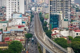 Đường sắt đô thị Nhổn-Ga Hà Nội đã vận hành khai thác đoạn trên cao từ ngày 8/8/2024. (Ảnh: Hoài Nam/Vietnam+)