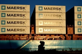 Tàu container của Hãng vận tải biển Maersk ở Copenhagen, Đan Mạch. (Ảnh: AFP/TTXVN)