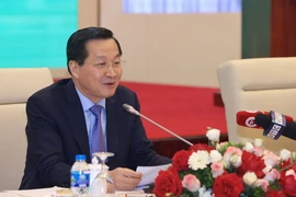 Phó Thủ tướng Lê Minh Khái chủ trì Diễn đàn Hợp tác xã Quốc gia năm 2024. (Ảnh: Tuấn Anh/TTXVN)