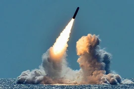 Tên lửa Bulava của Nga được phóng từ tàu ngầm Yuri Dolgoruky. (Ảnh: Sputniknews/TTXVN)