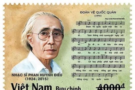 Bộ tem “Kỷ niệm 100 năm sinh nhạc sĩ Phan Huỳnh Điểu (1924-2015)” gồm 1 mẫu. (Ảnh: ictvietnam)