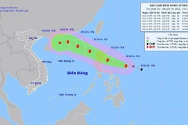 Đường đi của bão số 8, lúc 7 giờ ngày 12/11/2024. (Ảnh: TTXVN phát)