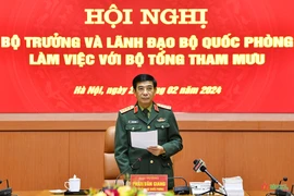 Đại tướng Phan Văn Giang chủ trì hội nghị. (Nguồn: Báo Quân đội Nhân dân)