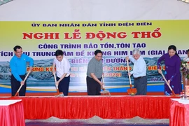 Thủ tướng Phạm Minh Chính khởi công, công trình bảo tồn, tôn tạo Di tích Đề kháng Him Lam. (Ảnh: Dương Giang/TTXVN)