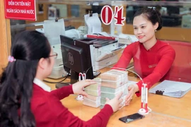 Khách hàng làm thủ tục vay vốn tại Agribank. (Ảnh: Trần Việt/TTXVN)