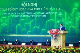 Thủ tướng Phạm Minh Chính phát biểu tại Hội nghị công bố Quy hoạch tỉnh Hưng Yên. (Ảnh: Dương Giang/TTXVN)