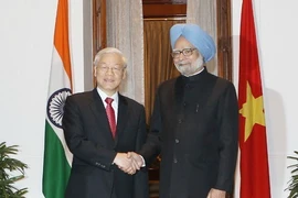 Thủ tướng Manmohan Singh đón, hội đàm với Tổng Bí thư Nguyễn Phú Trọng thăm cấp Nhà nước tới Cộng hòa Ấn Độ ngày 20/11/2013. (Ảnh: Trí Dũng/TTXVN)