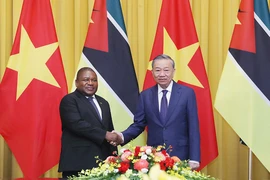 Tổng Bí thư, Chủ tịch nước Tô Lâm và Tổng thống Mozambique Filipe Jacinto Nyusi trước khi tiến hành hội đàm. (Ảnh: Lâm Khánh/ TTXVN)