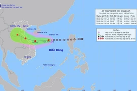 Đường đi của vùng áp thấp lúc 7h sáng 18/9/2024. (Ảnh: TTXVN phát)