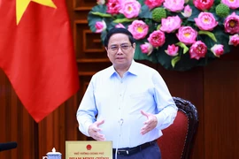 Thủ tướng Phạm Minh Chính chủ trì cuộc họp của Thường trực Chính phủ về chủ trương đầu tư Dự án Đường sắt tốc độ cao trên trục Bắc-Nam. (Ảnh: Dương Giang/TTXVN)