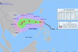 Hướng di chuyển của bão Trami. (Ảnh: TTXVN phát)