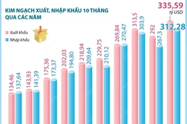 Kim ngạch xuất, nhập khẩu 10 tháng năm 2024 của cả nước tăng 15,8%