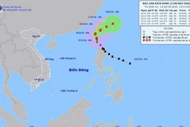 Đường đi của bão USAGI lúc 13h ngày 15/11/2024. (Ảnh: TTXVN phát)