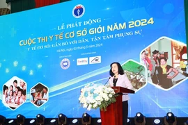 Bộ trưởng Bộ Y tế Đào Hồng Lan phát biểu tại buổi Lễ phát động Cuộc thi Y tế cơ sở giỏi năm 2024. (Ảnh: PV/Vietnam+)