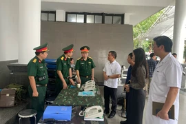Đoàn kiểm tra của Bộ Y tế kiểm tra công tác đảm bảo y tế phục vụ Quốc tang Tổng Bí thư Nguyễn Phú Trọng tại Nhà tang lễ Quốc gia số 5, Trần Thánh Tông, Hà Nội. (Ảnh: PV/Vietnam+)