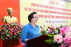 Bộ trưởng Bộ Nội vụ Phạm Thị Thanh Trà, Phó Trưởng ban Chỉ đạo cải cách hành chính của Chính phủ. (Ảnh: Văn Điệp/TTXVN)