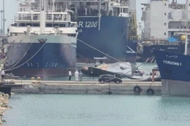 Tàu khu trục Sahand của Iran bị lật úp. (Ảnh: IRNA/TTXVN)