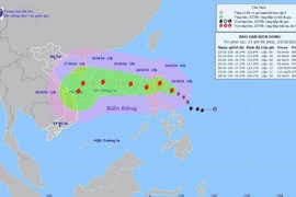 Đường đi của bão TRAMI, chiều 23/10. (Ảnh: TTXVN phát)