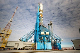 Tên lửa Soyuz-2.1b trên bệ phóng của Sân bay vũ trụ Vostochny. (Nguồn: Roscosmos)