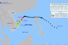 Đường đi của bão số 7, lúc 10 giờ ngày 11/11. (Ảnh: TTXVN phát)