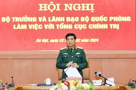 Đại tướng Phan Văn Giang phát biểu chỉ đạo tại buổi làm việc. (Nguồn: Báo Quân dội Nhân dân)
