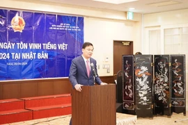 Đại sứ Việt Nam tại Nhật Bản Phạm Quang Hiệu phát biểu tại buổi lễ. (Nguồn: Đại sứ quán Việt Nam tại Nhật Bản)