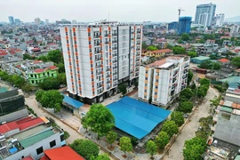 Hai tòa nhà thuộc Dự án nhà ở xã hội N01, N02 nằm trong khu dân cư số 3, thành phố Bắc Giang. (Ảnh: Tuấn Anh/TTXVN)
