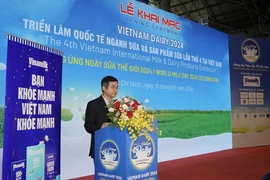Ông Nguyễn Quang Trí, Giám đốc điều hành Marketing Vinamilk, phát biểu tại sự kiện khai mạc Triển lãm quốc tế ngành sữa và sản phẩm sữa 2024. (Nguồn: Vinamilk)