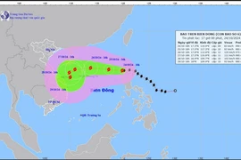 Hướng di chuyển của bão Trami. (Nguồn: Trung tâm Dự báo Khí tượng Thủy văn Quốc gia)