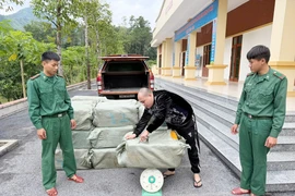 Lực lượng chức năng Bộ đội Biên phòng Quảng Ninh kiểm tra tang vật bị thu giữ. (Nguồn: báo Quảng Ninh)