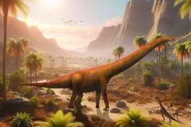 Hình ảnh minh họa về loài khủng long cổ dài vừa được phát hiện ở Trung Quốc. (Nguồn: Sci.News)