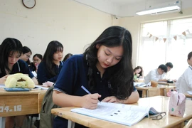 Học sinh miệt mài ôn tập chuẩn bị cho kỳ thi đã tới gần. (Ảnh: Tuyết Hạnh/Vietnam+)